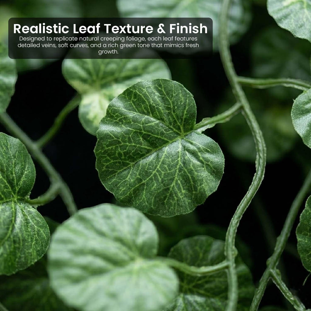 GoHooked artificial green coin leaf creeper with realistic texture and detailed veins, made of plastic.
