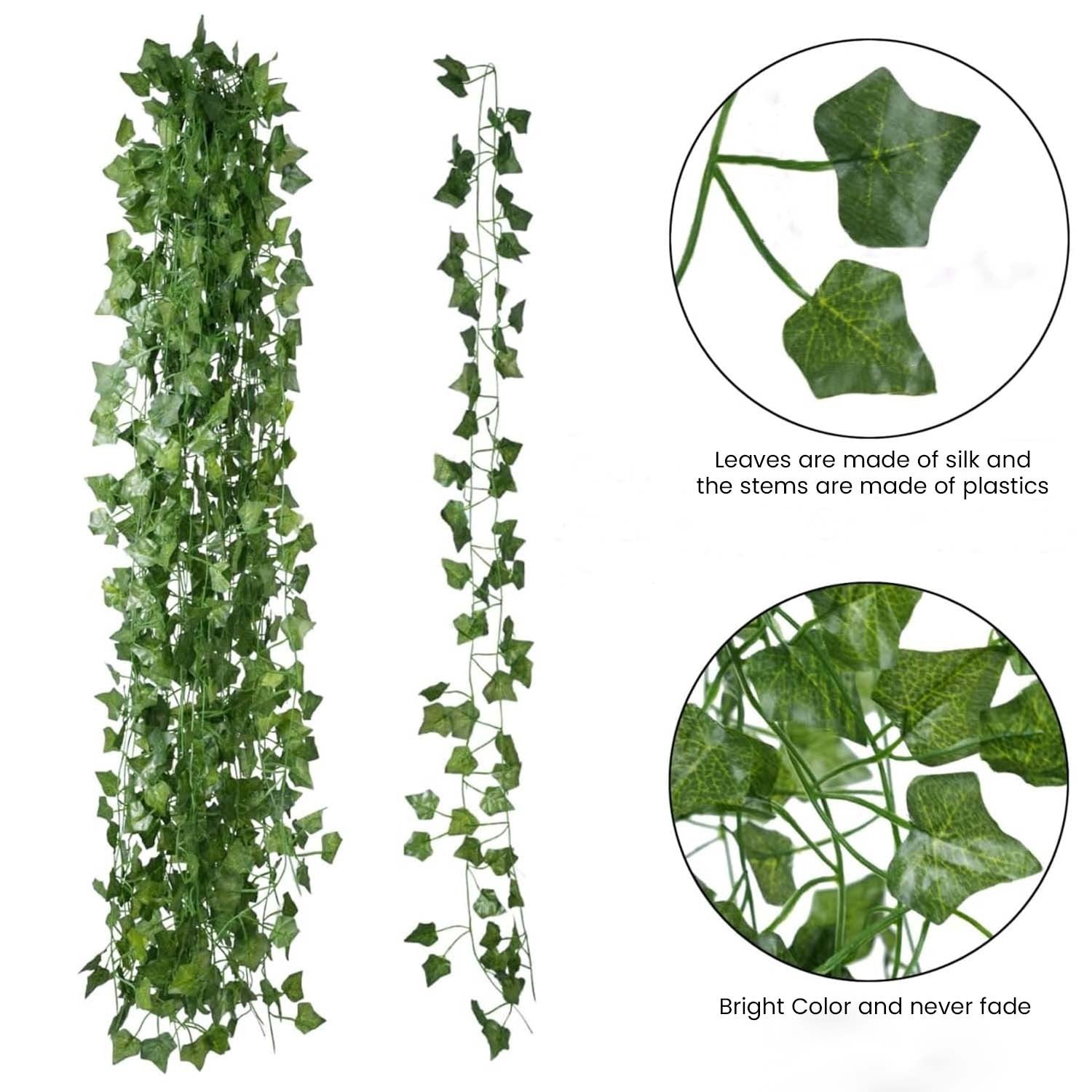 GoHooked artificial green money plant leaf garland for home and party wall decoration made of polyester and plastic