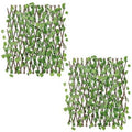 GoHooked pack of two artificial green ivy leaf trellises with expandable wooden lattice frames for garden decor.