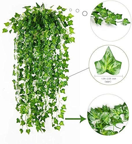 GoHooked artificial hanging ivy vine with realistic green leaves, 6ft long, perfect for decor.