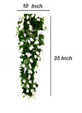 GoHooked pack of 2 artificial hanging rose garlands, 1 pink & 1 red, 35-inch polyester and plastic