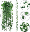 GoHooked artificial hanging ivy garland with 30 green leaves, 7.5 ft long, realistic and durable for home decor.