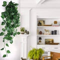 GoHooked pack of 10 artificial hanging ivy garlands with 30 green leaves each, 6 ft long, for home decor.