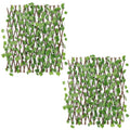 GoHooked expandable wood trellis fence with artificial green ivy leaves, 60 x 20 inches, pack of 2.