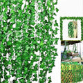 GoHooked artificial green ivy vine garland, 4.5ft, set of 8, for home decor, parties, and festivals.