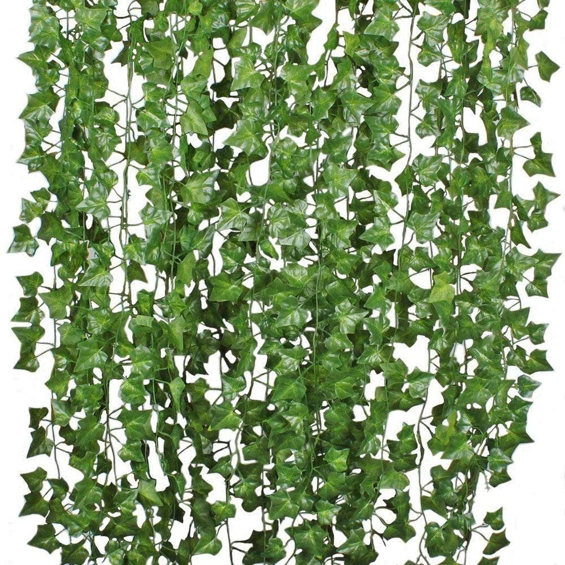 GoHooked Maple Green artificial ivy vines with 30 realistic leaves per strand, 7.5 ft long, perfect for home and wall decor.