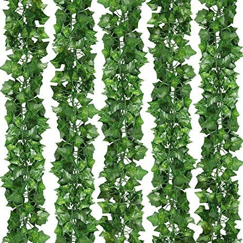 GoHooked Maple Green artificial ivy vines with realistic leaves, 7.5 feet long, set of 3, for home decor.