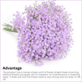 GoHooked artificial lavender baby's breath flowers with vase. Realistic rubber flower heads and plastic stems.