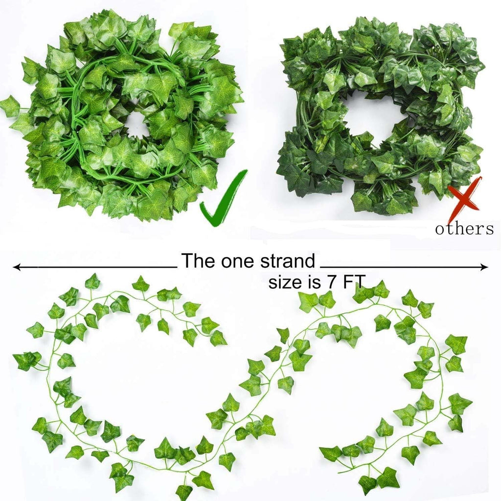 GoHooked artificial maple leaf creeper garland, 6 ft, plastic, green, 24 strands for home decor