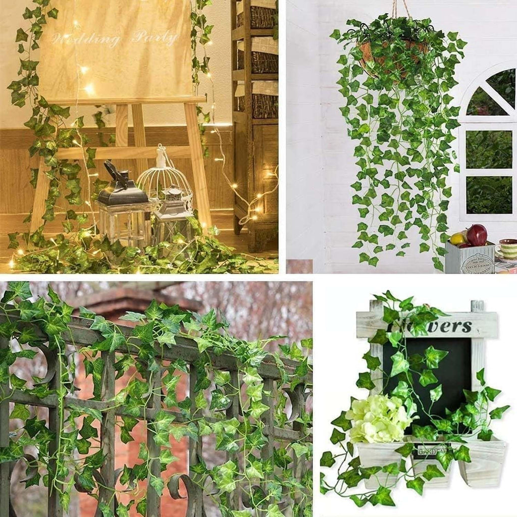 Go Hooked artificial maple plant leaf creeper garland, 6 ft, plastic, green, for home decor and parties.
