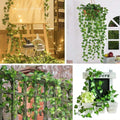 Go Hooked artificial maple plant leaf creeper garland, 6 ft, plastic, green, for home decor and parties.