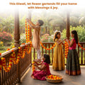 GoHooked yellow and orange artificial marigold toran garlands, 4.10 ft each, pack of 10, used for festive decoration.