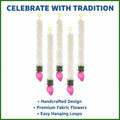 GoHooked artificial white mogra flower garlands with pink lotus buds, fabric and plastic, for home and event decor.