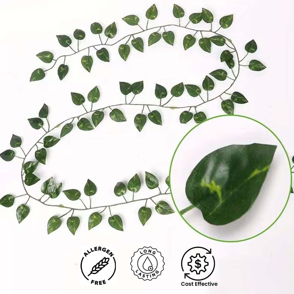 Go Hooked artificial money plant creeper garland, 6 ft, green plastic leaves, ideal for home decor.