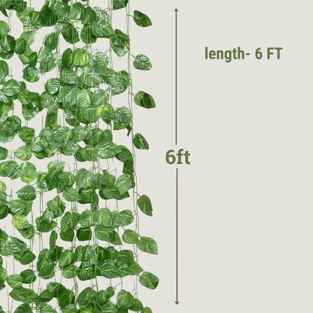 GoHooked 6-foot artificial money plant hanging creeper garland with realistic green polyester leaves for home decor