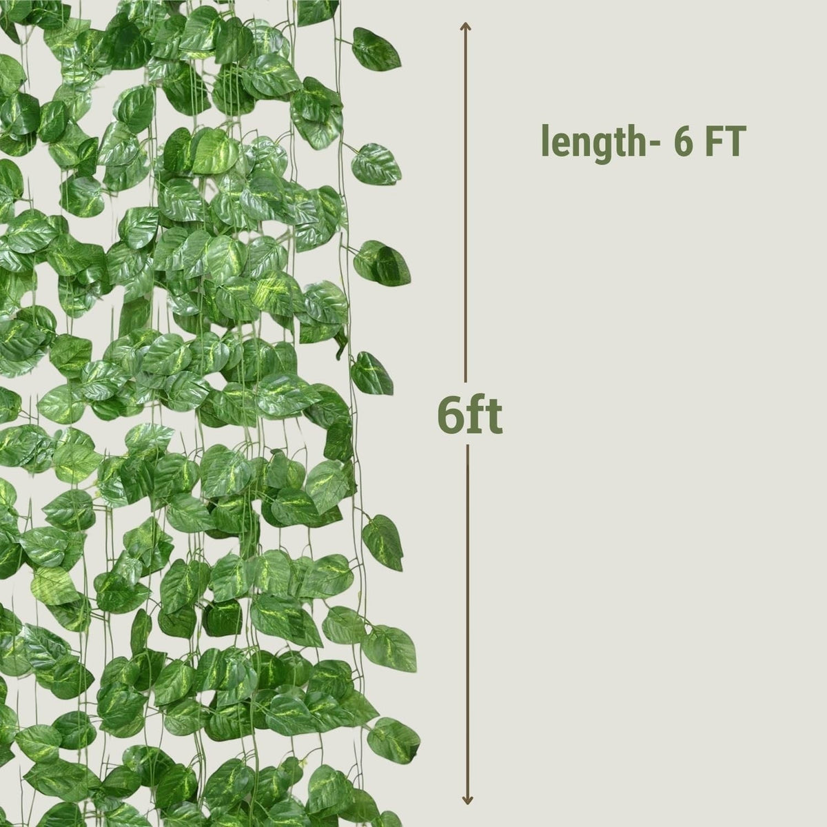 GoHooked 6-foot artificial money plant hanging creeper garland with realistic green polyester leaves for home decor