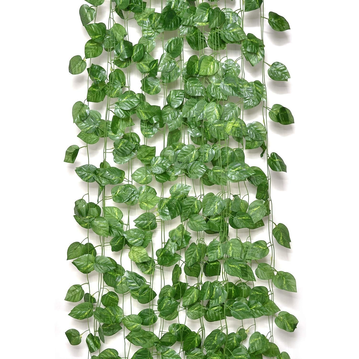GoHooked artificial money plant garland with green polyester leaves, 6 feet long, for home and party decor.
