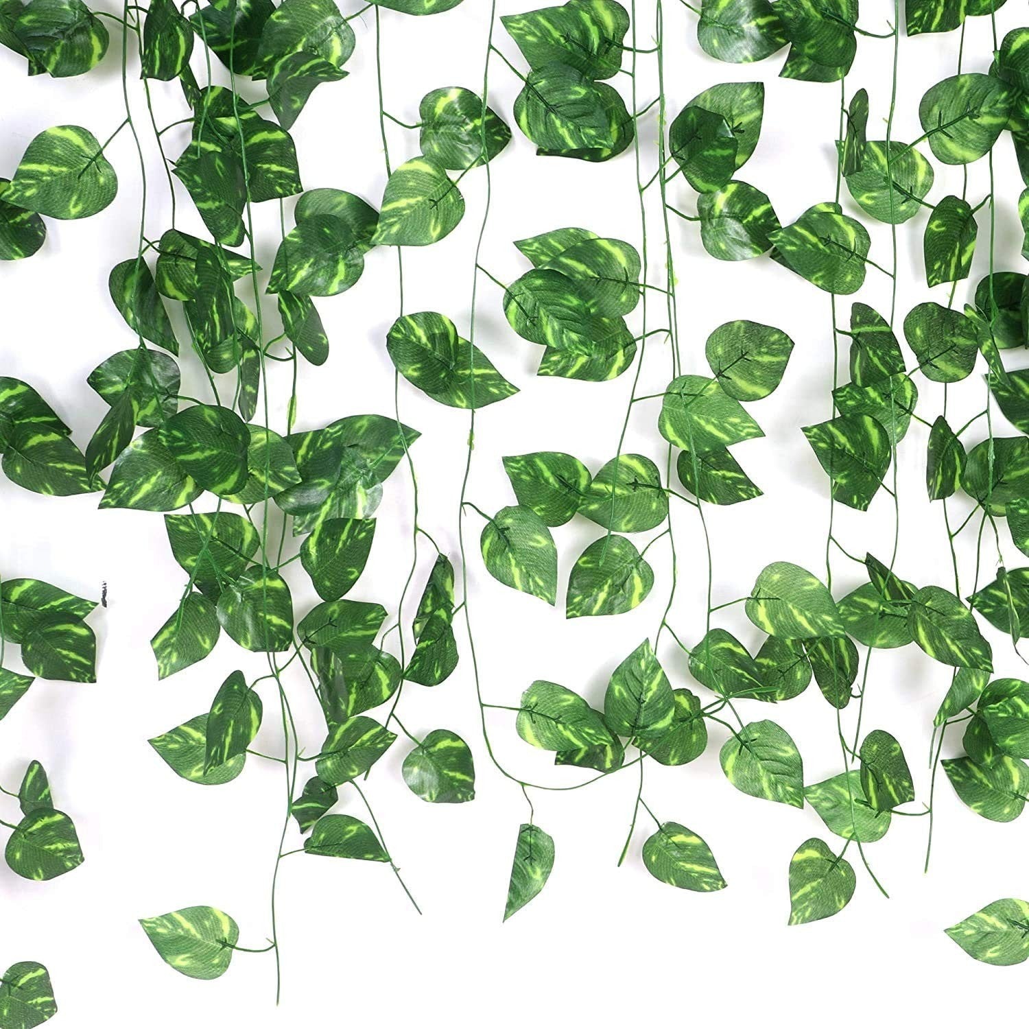 Go Hooked artificial money plant garland with green polyester leaves, 6ft strings for home decor.