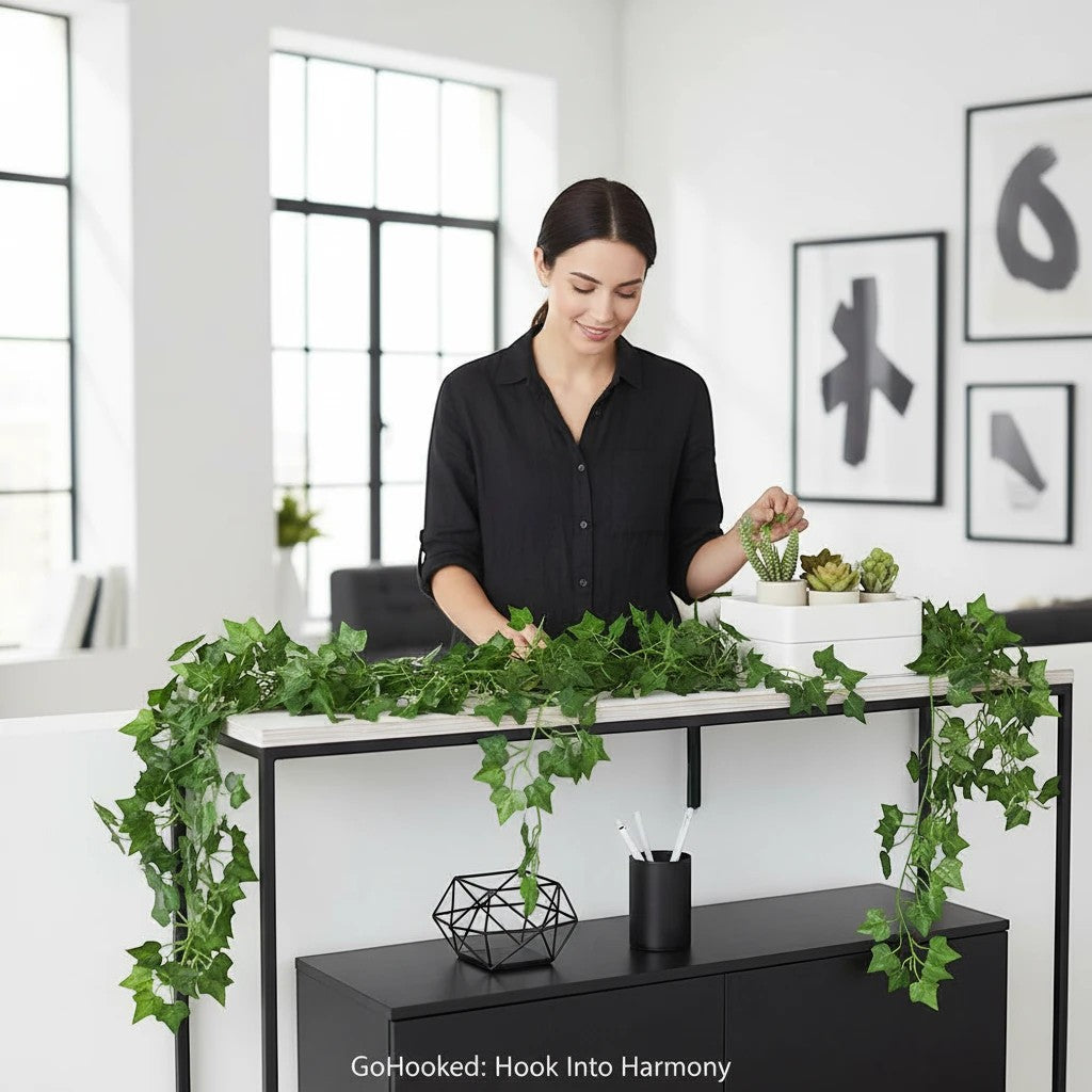 GoHooked green artificial money plant garland with polyester leaves, perfect for home or party decor.