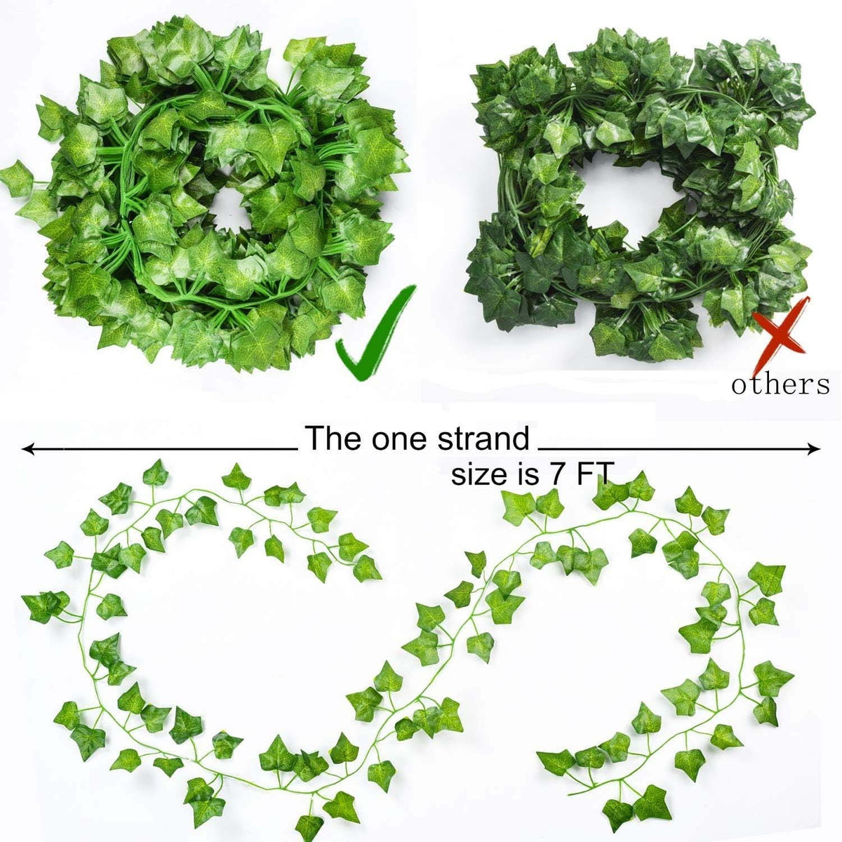 GoHooked artificial money plant leaf garland strings for home and event decoration, featuring realistic green foliage.