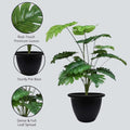 GoHooked artificial Monstera Deliciosa plant with 18 green patterned polyester leaves in a black pot.