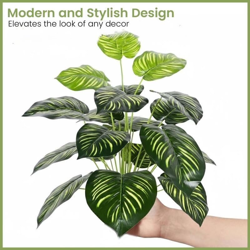 GoHooked artificial Monstera plant with 12 green patterned polyester leaves and a nursery pot. Realistic indoor decor.