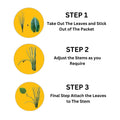 GoHooked Artificial Philodendron Plant assembly instructions: Step 1, take out leaves; Step 2, adjust stems; Step 3, attach leaves.