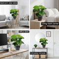 GoHooked artificial philodendron plant with 12 green patterned leaves in a black nursery pot, ideal for home or office decor.