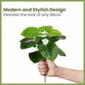 GoHooked artificial philodendron plant with 12 green leaves in a nursery pot, perfect for home or office decor.
