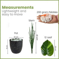 GoHooked artificial Dieffenbachia plant components including a black speckled pot, green stem, and patterned leaf.