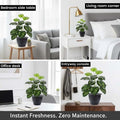 Go Hooked dual shade artificial plant with 12 large, textured green leaves in a black nursery pot. Realistic polyester.