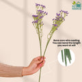 GoHooked artificial purple baby's breath flowers with flexible stems, made of soft rubber and plastic.