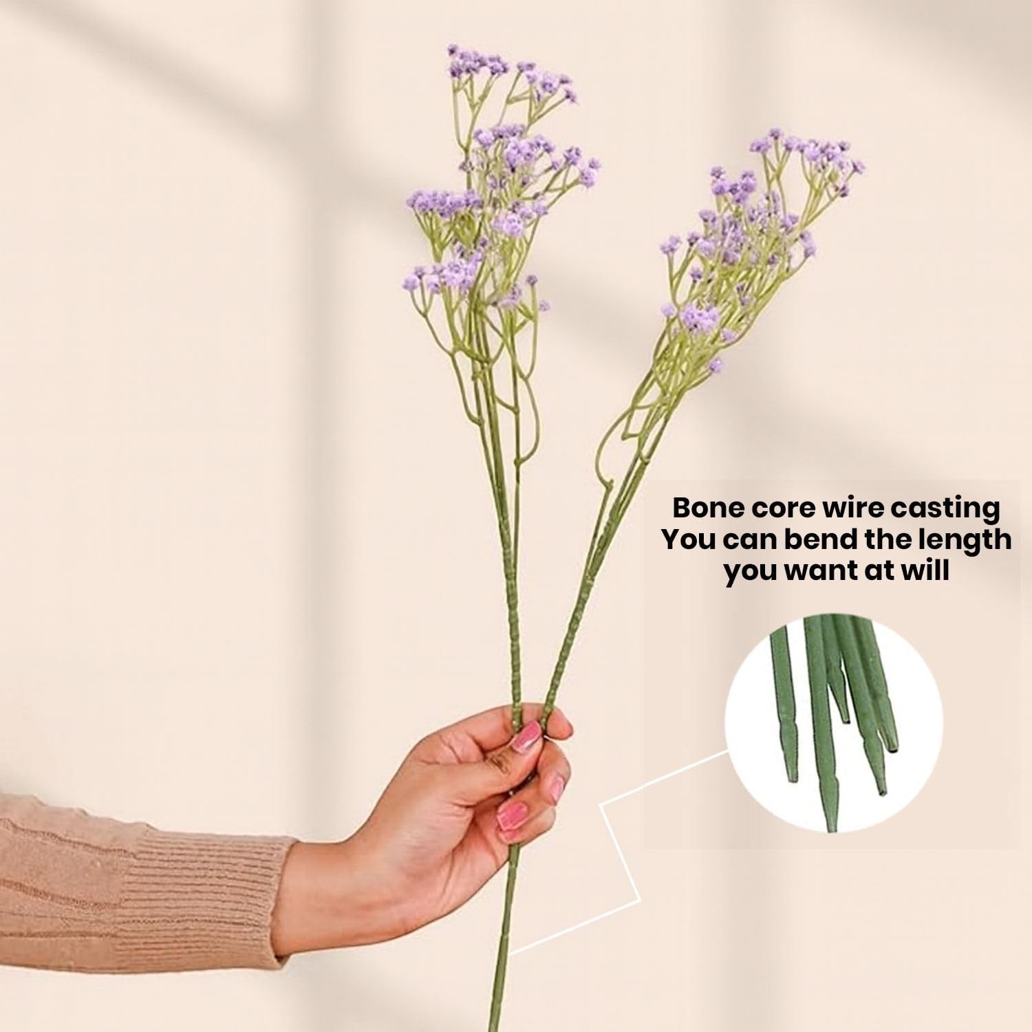 GoHooked artificial purple baby's breath flowers with flexible stems, perfect for floral arrangements and decor.