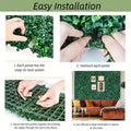 GoHooked artificial green small leaves vertical wall grass tiles, set of 3, for indoor/outdoor decor.