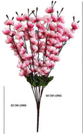 GoHooked baby pink artificial cherry blossom orchid flower bunch, 7 branches, polyester and plastic, 60cm tall for home decor.