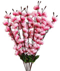 GoHooked baby pink artificial orchid flower bunch with polyester petals and plastic stems, 7 branches for home decor.
