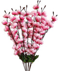 GoHooked baby pink artificial orchid flower bunch with polyester petals and plastic stems, 7 branches for home decor.