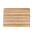 GoHooked rectangular bamboo cutting board with a stainless steel handle, natural wood color, 32x22 cm.