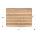 GoHooked rectangular bamboo cutting board with stainless steel handle, 32x23 cm, natural wood color.