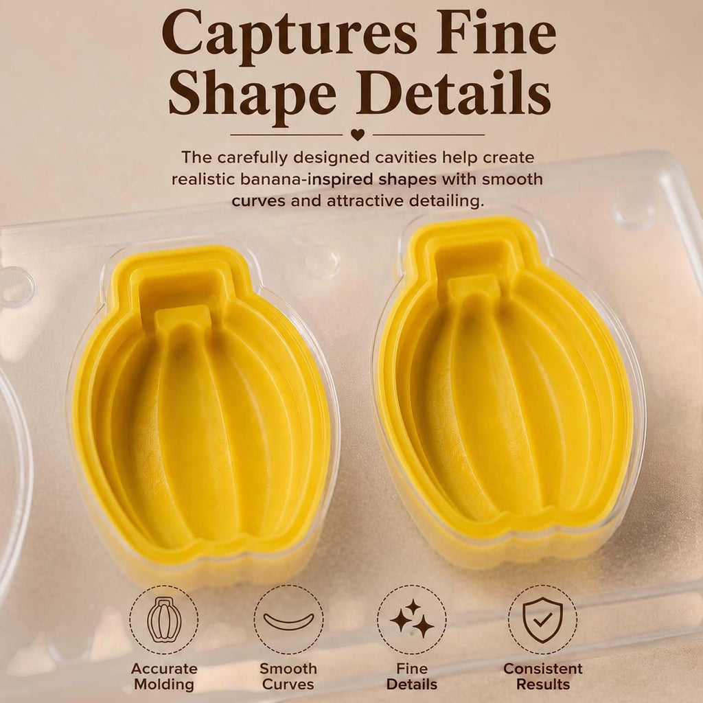 GoHooked flexible silicone chocolate mold with detailed banana-shaped cavities for creative candy and dessert making