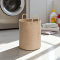 GoHooked large beige rope laundry basket with handles, perfect for nursery or toy storage.