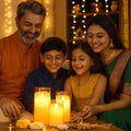 GoHooked BIANCO acrylic LED tea light candles set of 3, transparent, flameless flickering, safe home decor for Diwali, weddings, parties.