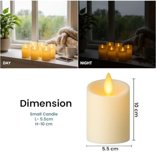 GoHooked BIANCO yellow acrylic LED tea light candles set of 6 with flickering flame effect, safe for home decor.
