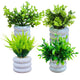 Bianco Artificial Mini Plant (4 Pack) | Small Faux Plants Home & Office Decor, Living Room, Bedroom, Tabletop & Shelves | Small Potted Plants | Stylish Round Pot