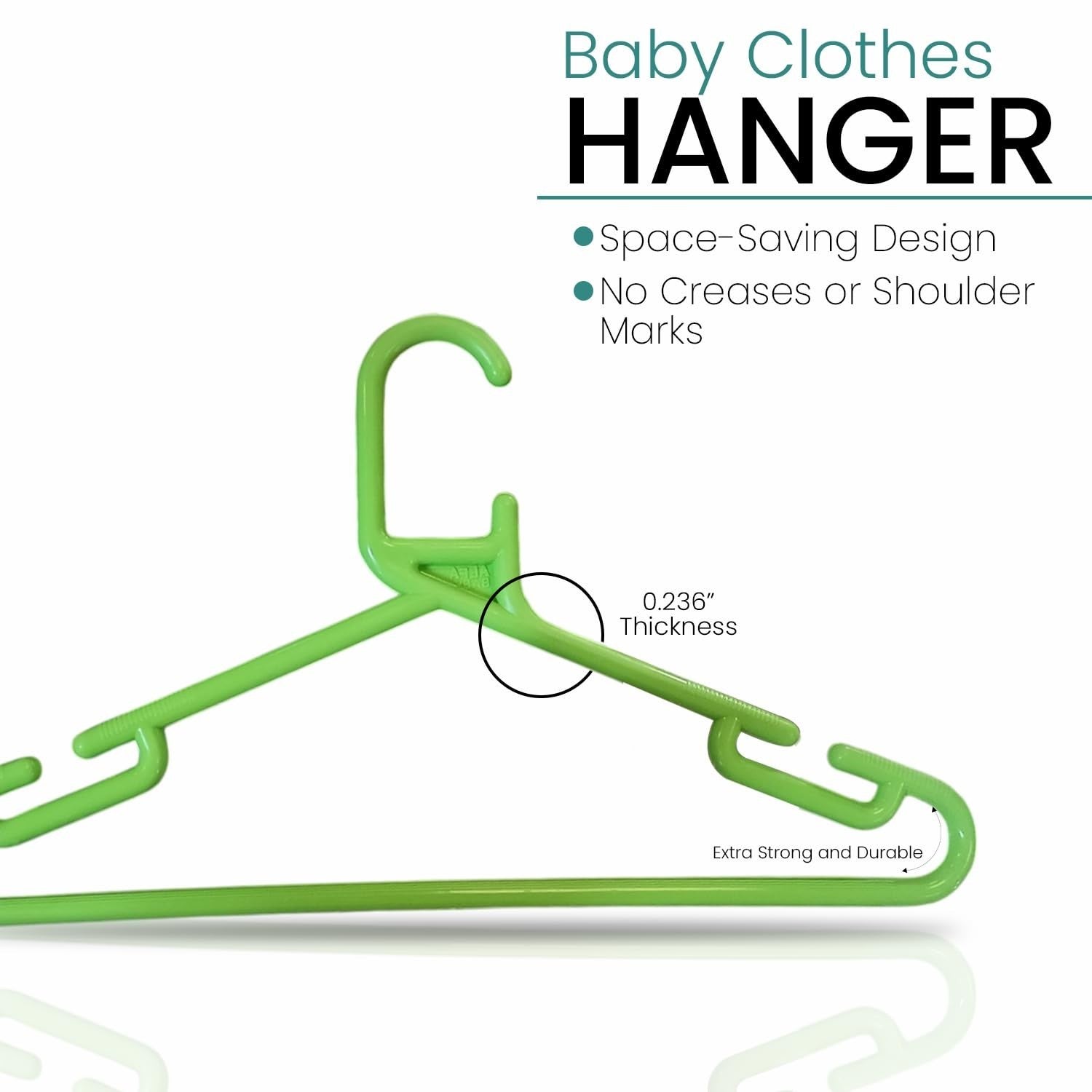 GoHooked BIANCO multicolor plastic baby clothes hangers with non-slip grooves and smooth finish. Pack of 25.