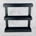 GoHooked Bianco black metal 3-tier bathroom shelf rack for versatile storage of toiletries, cosmetics, and kitchen essentials.