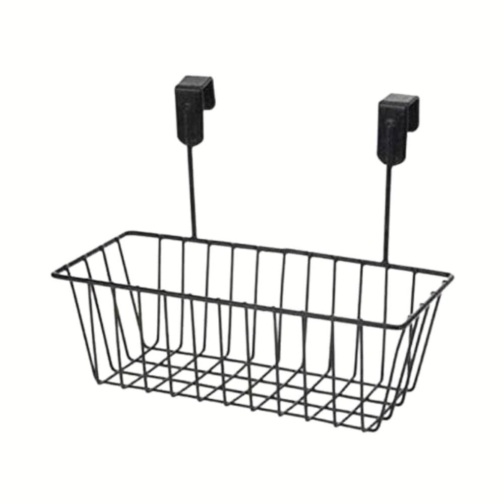 GoHooked Bianco black metal over door hanging basket organizer. Perfect for cabinets, pantries, bathrooms, and bedrooms.