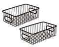 GoHooked Bianco black metal wire grid storage basket bin with handles, pack of 2. Modern design for versatile organization.