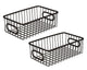 Bianco Multipurpose 10" Metal Bathroom Storage Organizer Basket Bin - Modern Wire Grid Design - for Organization in Cabinets, on Countertops, Bedroom, Kitchen, Bathroom, Garage (Pack of 2, Black)