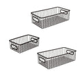 GoHooked Bianco black metal wire grid storage baskets with integrated handles, 10-inch and 16-inch sizes.